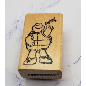 Super Turtle Eureka Stamp Small Wood Mounted Rubber Stamp
